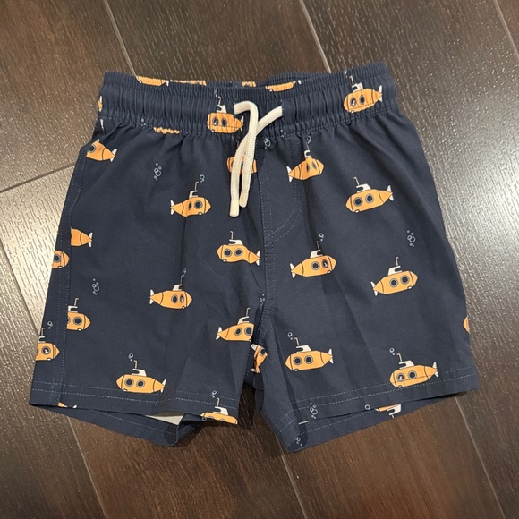 Petit Lem Navy Submarine Print Kids Swim Trunks - Picture 1 of 3